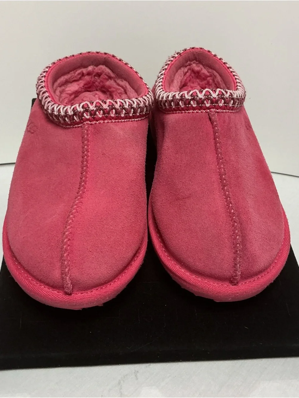 UGG Tasman Slipper Pink Suede Sheepskin Lined Youth Size 13